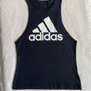 Adidas Black Tank Top With Pastel Tie Dye Logo Women’s Size Small